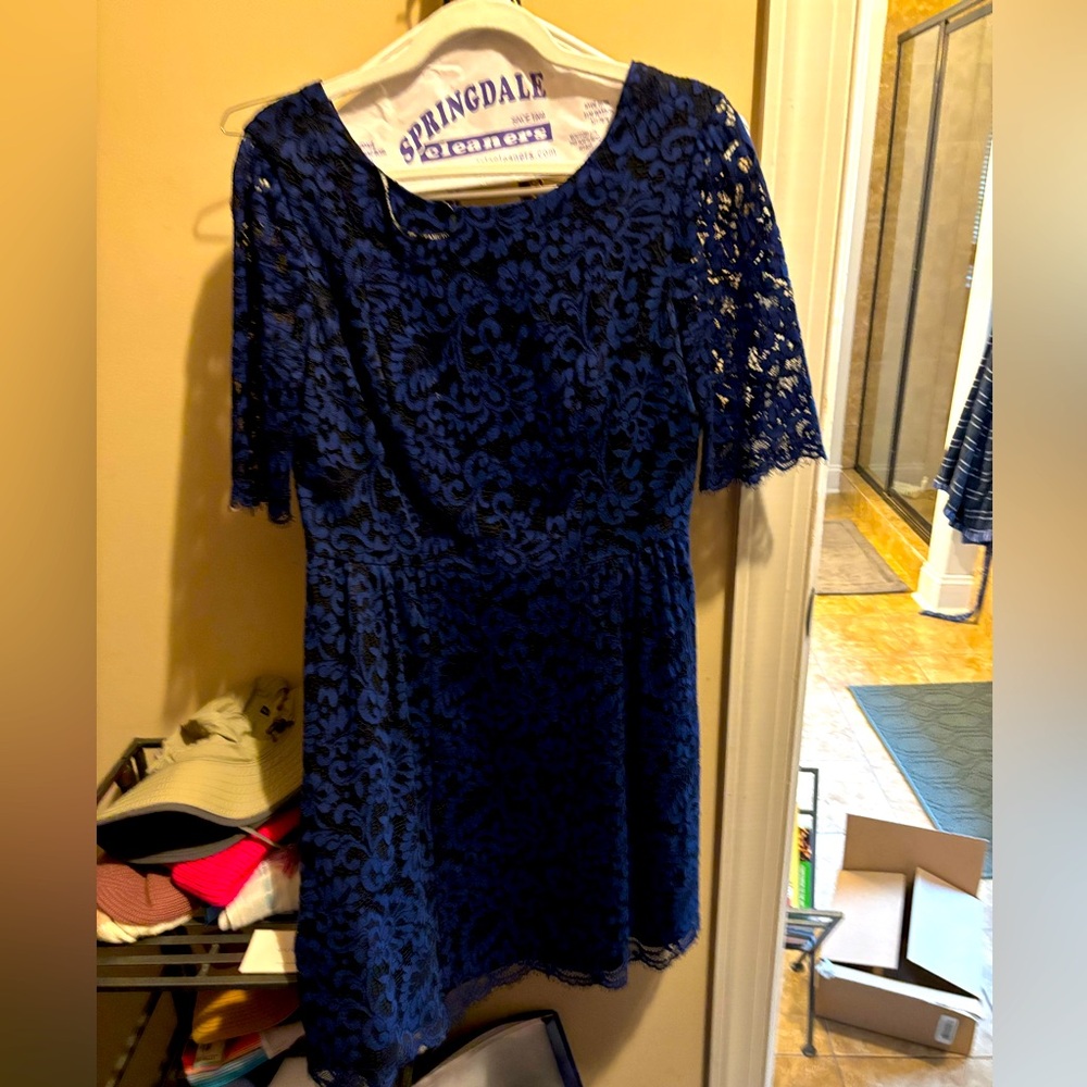 Lace Formal Navy Blue Dress